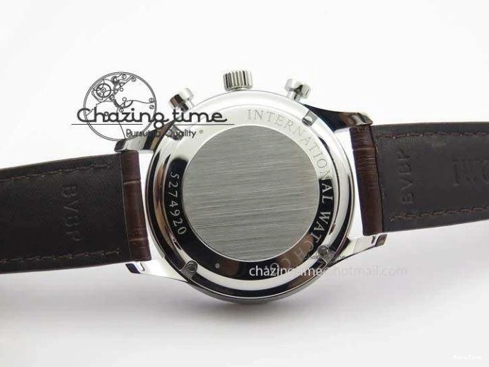 MIROTIME 1219 ModernLook Portuguese IW371445 ZF 1:1 Best Edition SS White Dial Gold Markers On Brown Leather Strap A79350 V 7269